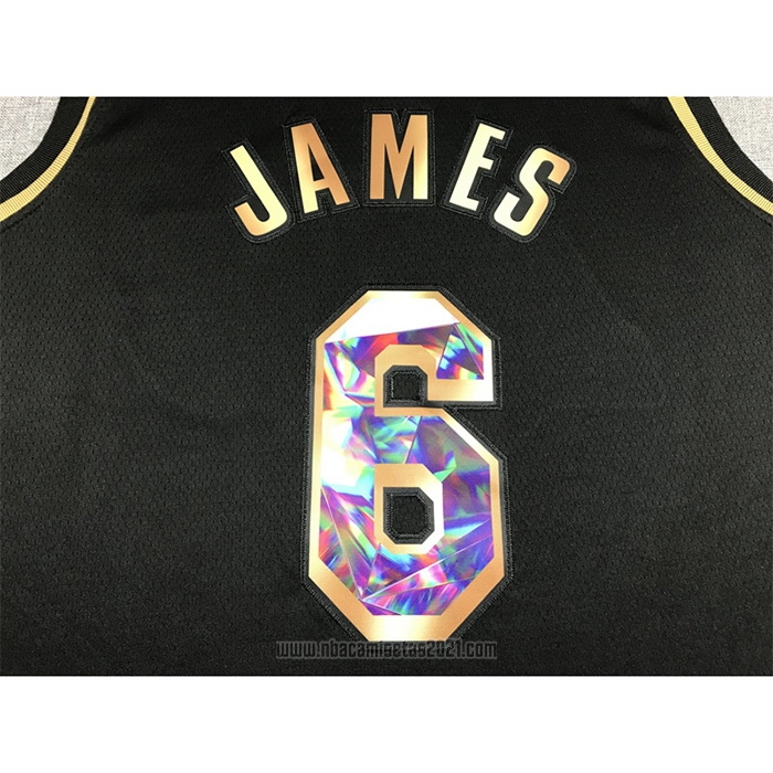 Camiseta Golden Edition Los Angeles Lakers Lebron James #6 2021-22 Negro